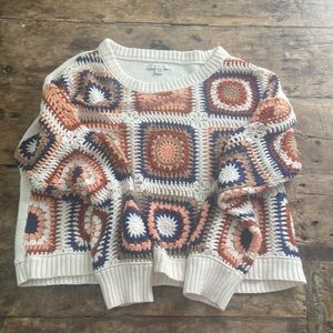 American eagle granny square crocheted sweater